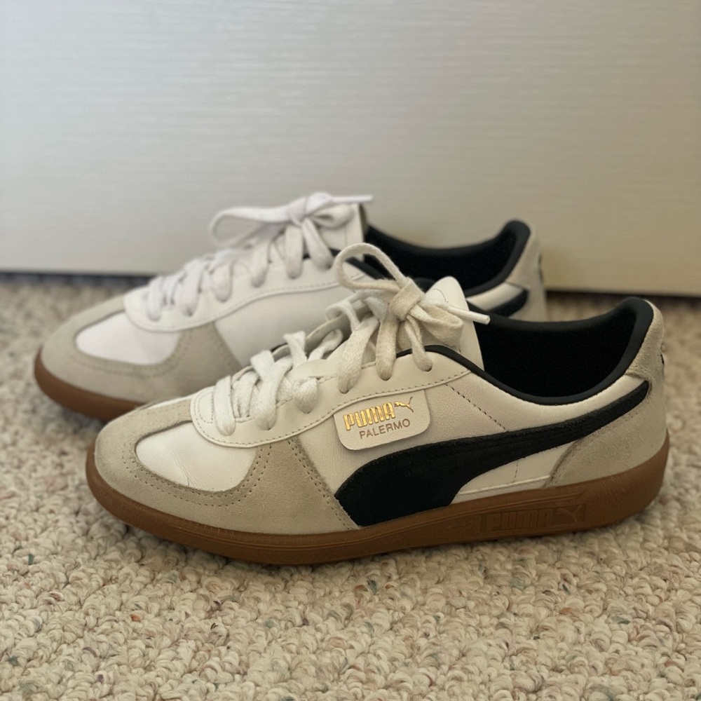 Puma Palermo White and Black Shoes